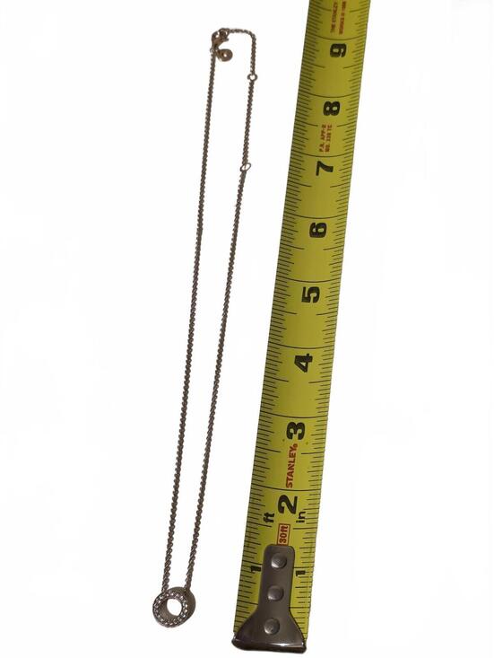 Pandora Ale Mei Rose Gold Plated 925 Circle Pendant Necklace with Clear Crystals - Picture 2 of 7